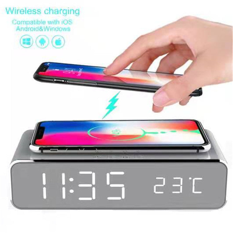 LED Alarm Clock with Wireless Charger