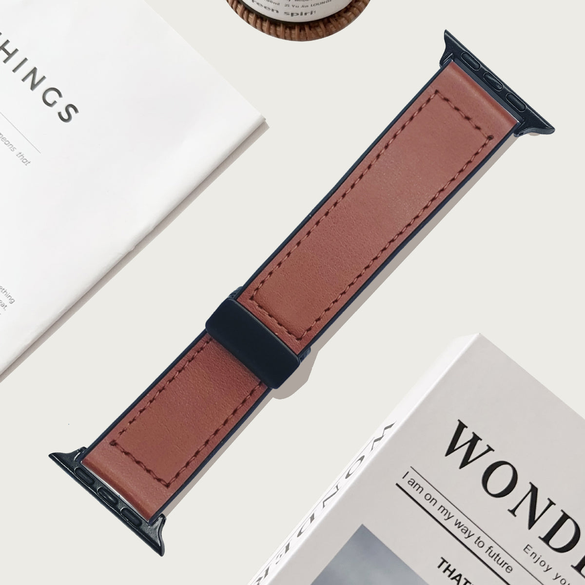 Magnetic Leather-Look Band for Apple Watch